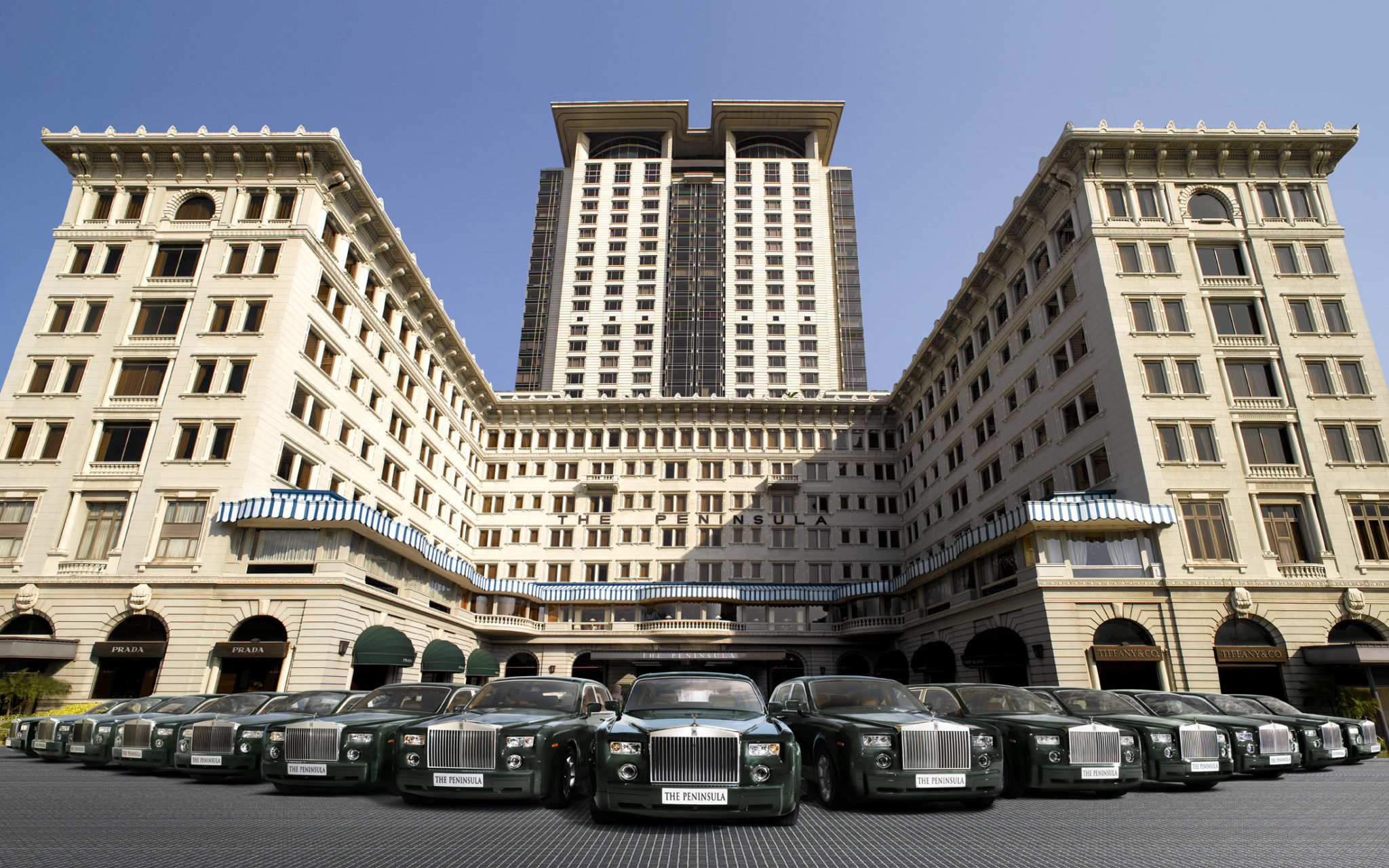 The Peninsula Hong Kong - exterior with Rolls-Royce fleet