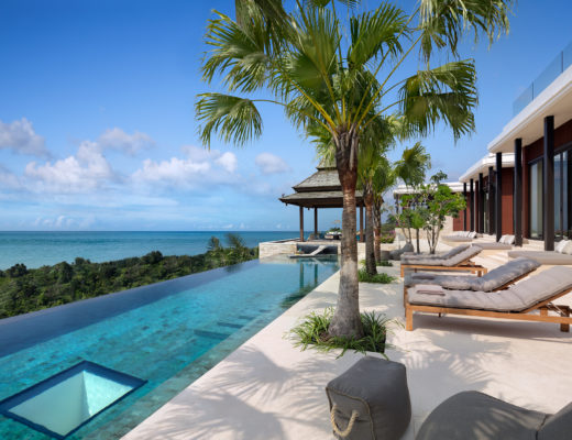 Similan villa, Anantara layan phuket, sea view, infinity pool, lounge chairs, sala, palmtree, terrace